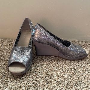 Toms silver sequin wedges